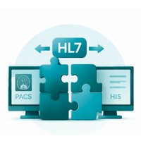 Schemat integracji HL7 z systemami PACS i HIS